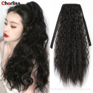 Hot Sale Fashion Wholesale Wrap Ponytail Hair Extensions Curly Weave Ponytail Hair Piece Synthetic Hair Clip Ponytail For Woman
